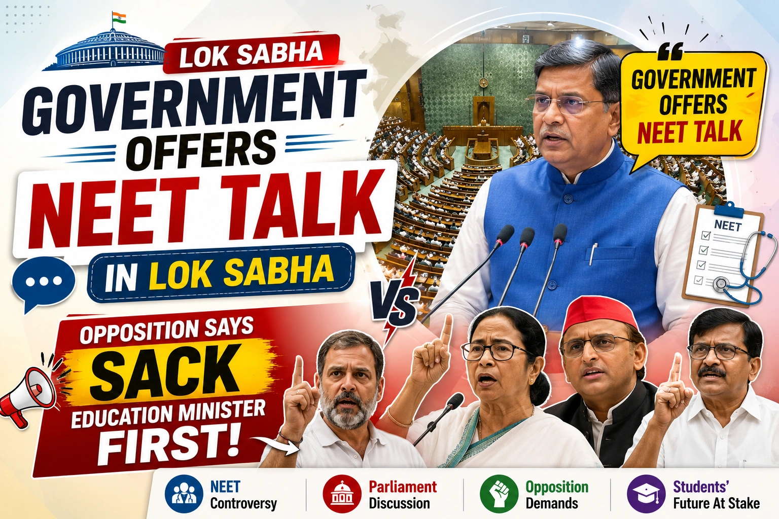 Government Offers NEET Talk in Lok Sabha, Opposition Says Sack Education Minister First